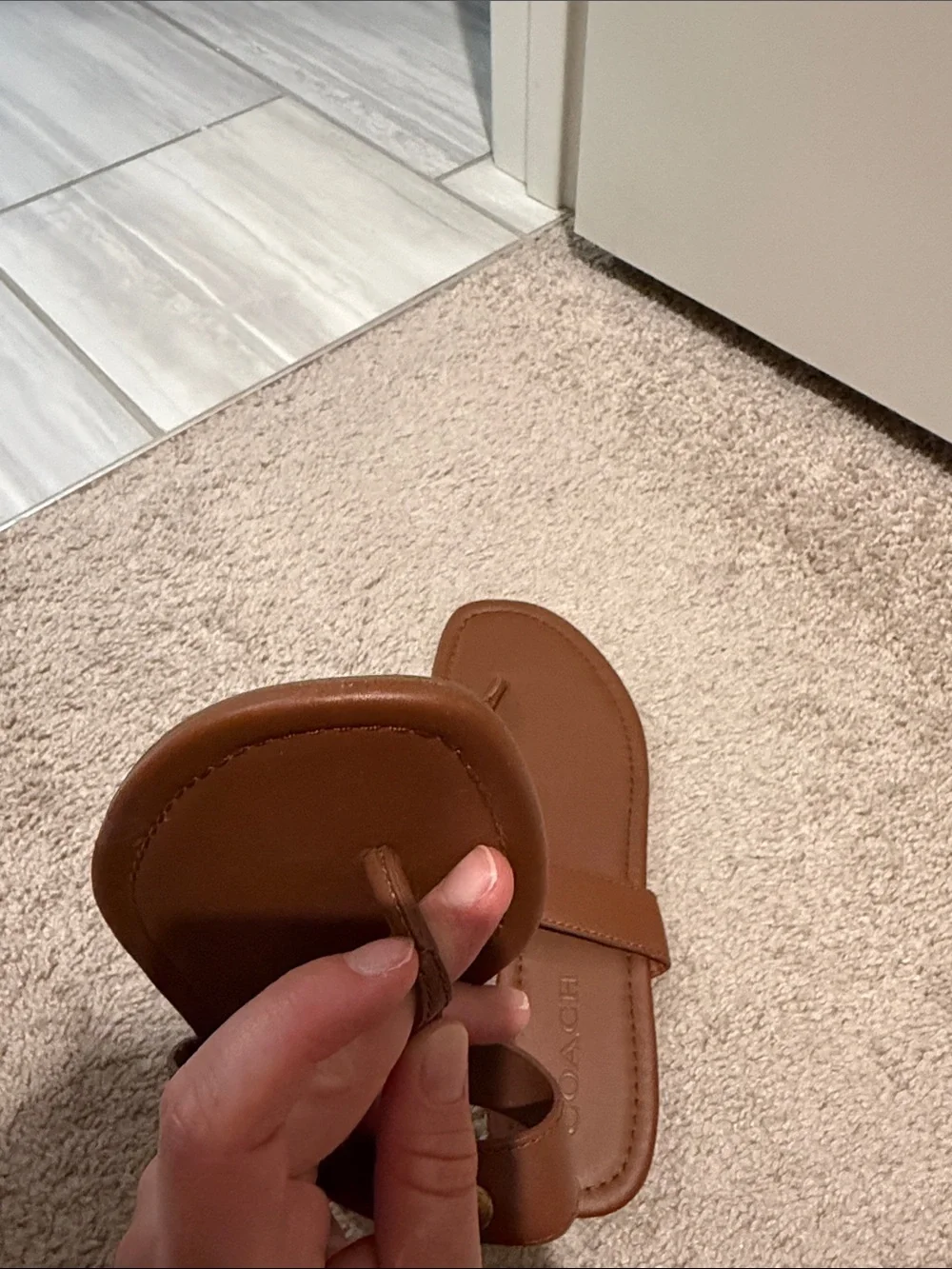 Women’s Brown Leather Coach Sandal - Picture 5 of 5